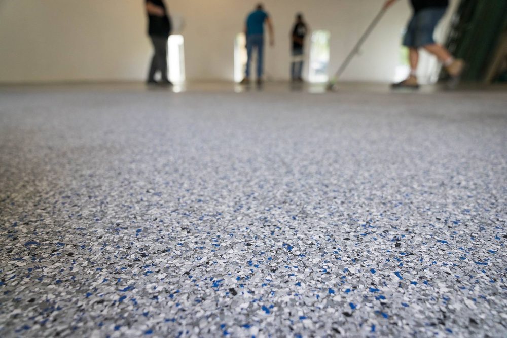 Example of a flake floor finish